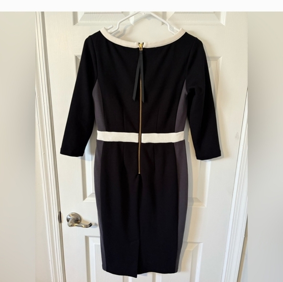 NWT Boden Leah Ottoman Colorblock Black Gray White 3/4 Sleeve Dress EUC - Picture 3 of 5